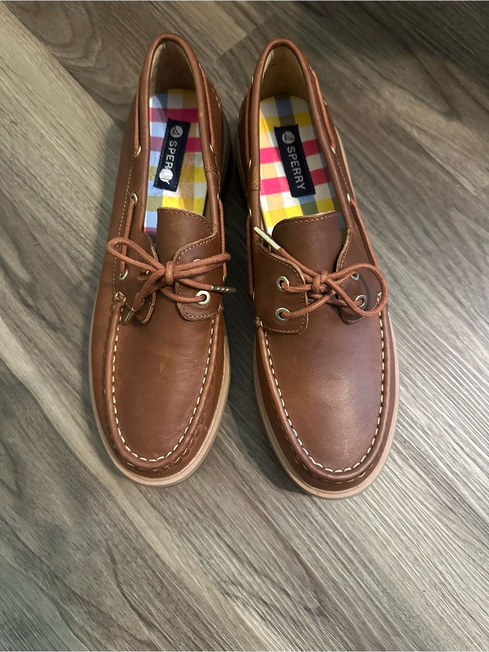 Sperry Women’s Chestnut Brown Leather Boat platform Loafers